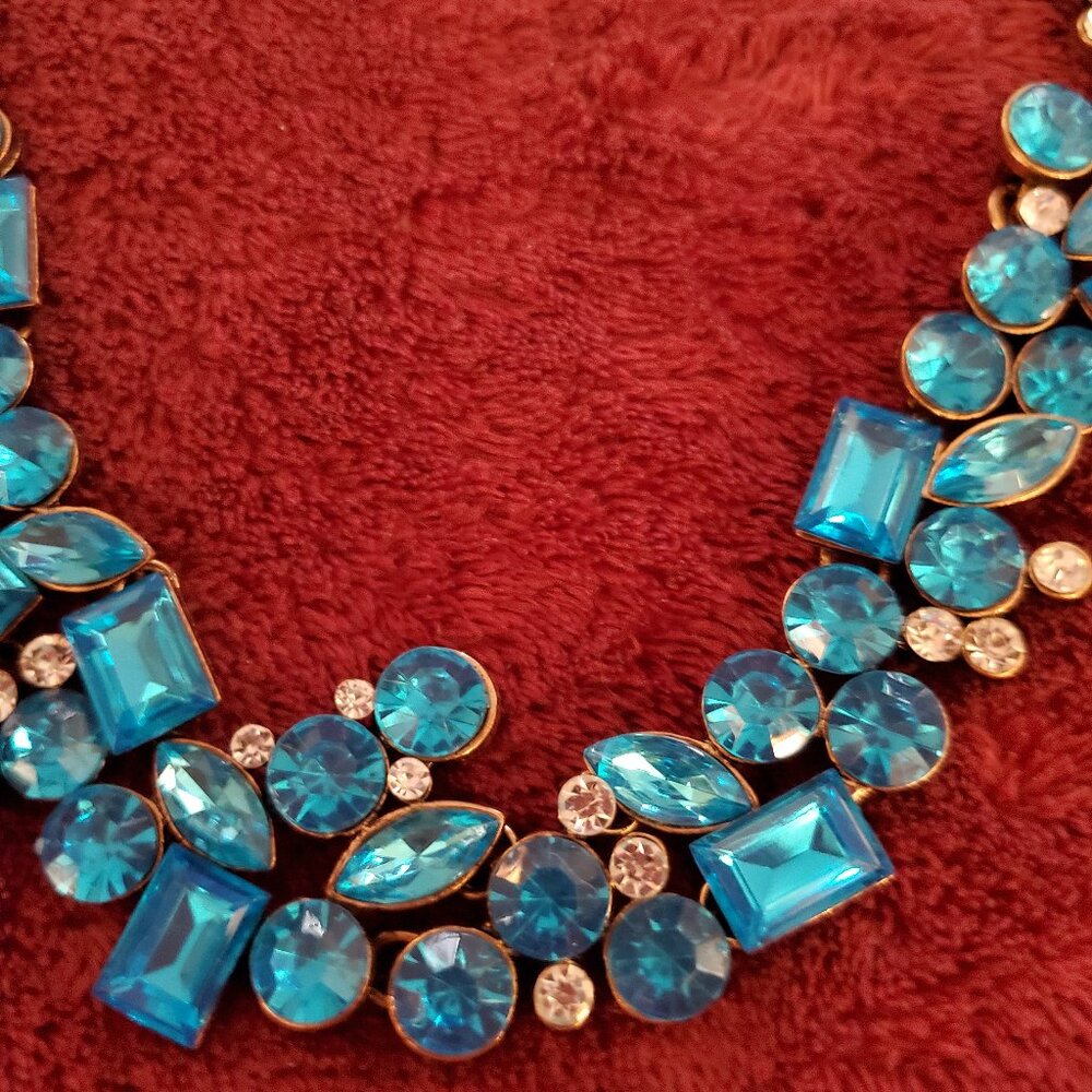 Oscar de la Renta Turquoise and Crystal Statement Necklace